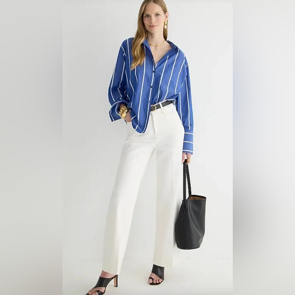 J. Crew White Wide Leg Petite Trousers
